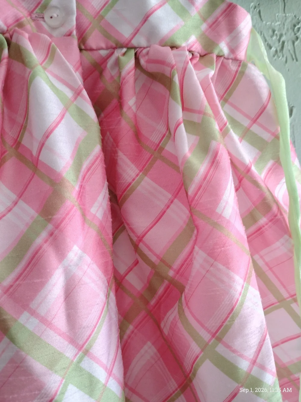 Bonnie Jean Pink Plaid Floral Sash Dress